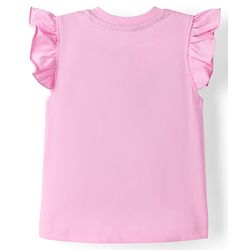 Babyhug Disney Single Jersey Knit Frill Sleeves T-Shirt & Shorts Set With Minnie Mouse Graphics - Pink