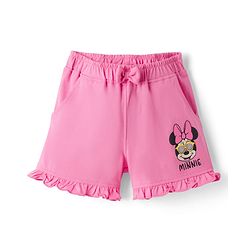 Babyhug Disney Single Jersey Knit Frill Sleeves T-Shirt & Shorts Set With Minnie Mouse Graphics - Pink