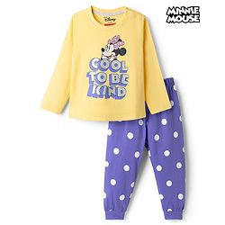 Babyhug Disney Single Jersey Knit Full Sleeves T-Shirt & Pyjama Night Suit with Minnie Mouse Graphics - Multicolor