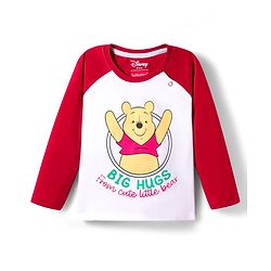 Babyhug Disney 100% Cotton Knit Raglan Full Sleeves T-Shirt & Pyjama Night Suit With Winnie the Pooh Graphic - Multicolour