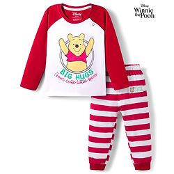 Babyhug Disney 100% Cotton Knit Raglan Full Sleeves T-Shirt & Pyjama Night Suit With Winnie the Pooh Graphic - Multicolour