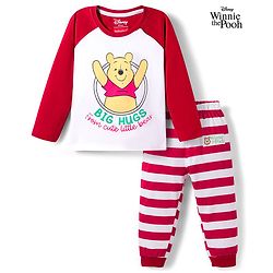 Babyhug Disney 100% Cotton Knit Raglan Full Sleeves T-Shirt & Pyjama Night Suit With Winnie the Pooh Graphic - Multicolour