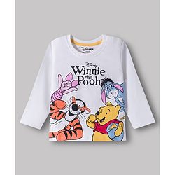 Babyhug Disney Single Jersey Knit Full Sleeves T-Shirt & Pajama Night Suit with Winnie & Friends Graphic & Stripes - Multicolor