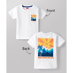 Babyhug Cotton Knit Half Sleeves T-Shirt With Front & Back Sun Print - Multicolor