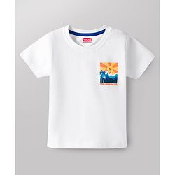 Babyhug Cotton Knit Half Sleeves T-Shirt With Front & Back Sun Print - Multicolor