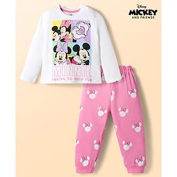 Babyhug Disney Single Jersey Knit Full Sleeves T-Shirt & Pyjama Night Suit With Minnie Mouse Graphics - Multicolor