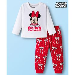Babyhug Disney Single Jersey Knit Full Sleeves T-Shirt & Pyjama Night Suit With Minnie Mouse Graphics - Multicolor