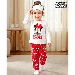 Babyhug Disney Single Jersey Knit Full Sleeves T-Shirt & Pyjama Night Suit With Minnie Mouse Graphics - Multicolor