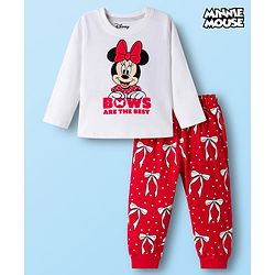 Babyhug Disney Single Jersey Knit Full Sleeves T-Shirt & Pyjama Night Suit With Minnie Mouse Graphics - Multicolor