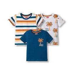 Babyhug Cotton Knit Half Sleeves T-Shirts With Leaf Print Pack of 3 - Multicolor