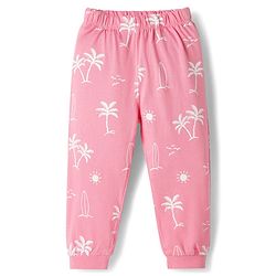 Babyhug Disney Single Jersey Knit Half Sleeve T-Shirt &  Pyjama Night Suit Set with Minnie Mouse Graphic- Pink