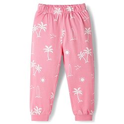 Babyhug Disney Single Jersey Knit Half Sleeve T-Shirt &  Pyjama Night Suit Set with Minnie Mouse Graphic- Pink