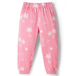 Babyhug Disney Single Jersey Knit Half Sleeve T-Shirt &  Pyjama Night Suit Set with Minnie Mouse Graphic- Pink