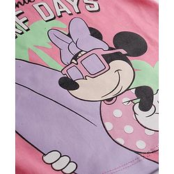 Babyhug Disney Single Jersey Knit Half Sleeve T-Shirt &  Pyjama Night Suit Set with Minnie Mouse Graphic- Pink