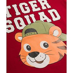 Babyhug Cotton Knit Half Sleeves T-Shirt With Tiger Print - Multicolor