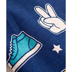 Babyhug Cotton Knit Half Sleeves Co-ords T-Shirt & Pajama Night Suit with Skating Theme Print - Navy Blue