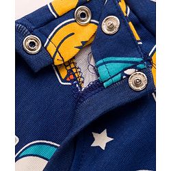 Babyhug Cotton Knit Half Sleeves Co-ords T-Shirt & Pajama Night Suit with Skating Theme Print - Navy Blue