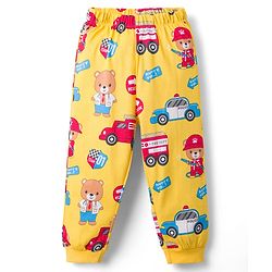 Babyhug Cotton Knit Full Sleeves T-Shirt & Lounge Pant Co-ords Night Suit With Vehicle Print - Yellow