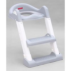 Babyhug Ladder Potty Seat - Grey White| Comfortable & Secure Training Seat| Anti-Slip Base| Easy to Clean| Lightweight Design| Easy to Assemble| Fits All Regular Commodes