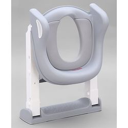 Babyhug Ladder Potty Seat - Grey White| Comfortable & Secure Training Seat| Anti-Slip Base| Easy to Clean| Lightweight Design| Easy to Assemble| Fits All Regular Commodes