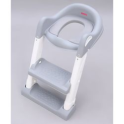 Babyhug Ladder Potty Seat - Grey White| Comfortable & Secure Training Seat| Anti-Slip Base| Easy to Clean| Lightweight Design| Easy to Assemble| Fits All Regular Commodes