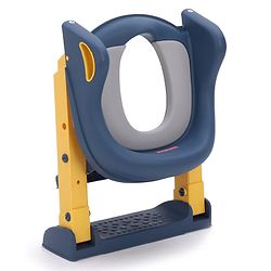 Babyhug Ladder Potty Seat - Grey White| Comfortable & Secure Training Seat| Anti-Slip Base| Easy to Clean| Lightweight Design| Easy to Assemble| Fits All Regular Commodes
