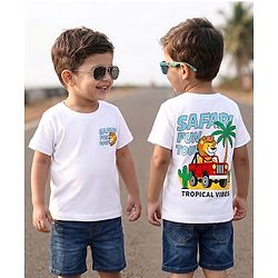 Babyhug 100% Cotton Knit Half Sleeves Safari Theme Printed T-Shirt - Mutlicolour