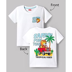 Babyhug 100% Cotton Knit Half Sleeves Safari Theme Printed T-Shirt - Mutlicolour