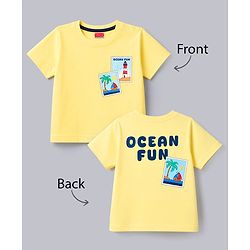 Babyhug Cotton Knit Half Sleeves Oversized Front & Back Beach Theme Print T-Shirt - Yellow