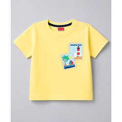 Babyhug Cotton Knit Half Sleeves Oversized Front & Back Beach Theme Print T-Shirt - Yellow