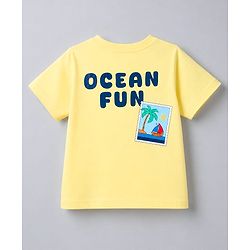 Babyhug Cotton Knit Half Sleeves Oversized Front & Back Beach Theme Print T-Shirt - Yellow