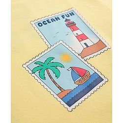 Babyhug Cotton Knit Half Sleeves Oversized Front & Back Beach Theme Print T-Shirt - Yellow