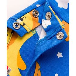 Babyhug Cotton Knit Full Sleeves T-Shirt & Lounge Pant Co-ords Night Suit With Lion Print - Blue