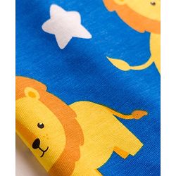 Babyhug Cotton Knit Full Sleeves T-Shirt & Lounge Pant Co-ords Night Suit With Lion Print - Blue