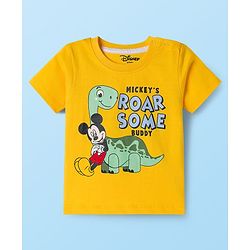 Babyhug Disney 100% Cotton Half Sleeves T-Shirts With Mickey Mouse & Friends Graphic Pack of 2 - Multicolour