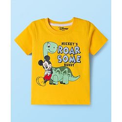 Babyhug Disney 100% Cotton Half Sleeves T-Shirts With Mickey Mouse & Friends Graphic Pack of 2 - Multicolour