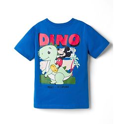 Babyhug Disney 100% Cotton Knit Half Sleeves T-Shirt With Front & Back Mickey & Dino Graphic - Blue