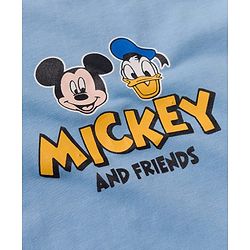 Babyhug Disney Single Jersey Knit Half Sleeves T-Shirt with Front and Back Mickey Mouse & Donald Duck Graphic - Light Blue