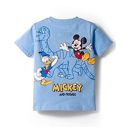 Babyhug Disney Single Jersey Knit Half Sleeves T-Shirt with Front and Back Mickey Mouse & Donald Duck Graphic - Light Blue