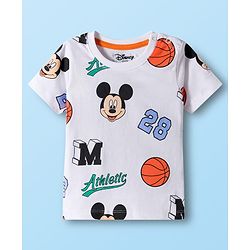 Babyhug Disney Single Jersey Knit Half Sleeves T-Shirts with Mickey Mouse Graphic Pack of 3 - Navy Blue White & Maroon