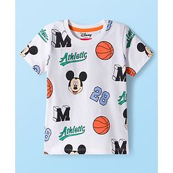 Babyhug Disney Single Jersey Knit Half Sleeves T-Shirts with Mickey Mouse Graphic Pack of 3 - Navy Blue White & Maroon