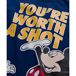Babyhug Disney 100% Cotton Knit Half Sleeves T-Shirt With Mickey Mouse Graphic - Navy Blue