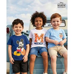 Babyhug Disney Single Jersey Knit Half Sleeves T-Shirts With Mickey Mouse Graphics Pack of 3 - Multicolor