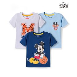 Babyhug Disney Single Jersey Knit Half Sleeves T-Shirts With Mickey Mouse Graphics Pack of 3 - Multicolor