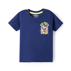 Babyhug Disney 100% Cotton Knit Half Sleeves T-Shirt With Front & Back Mickey Mouse Graphic - Navy Blue