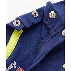 Babyhug Disney 100% Cotton Knit Half Sleeves T-Shirt With Front & Back Mickey Mouse Graphic - Navy Blue