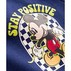 Babyhug Disney 100% Cotton Knit Half Sleeves T-Shirt With Front & Back Mickey Mouse Graphic - Navy Blue