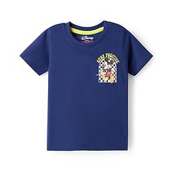 Babyhug Disney 100% Cotton Knit Half Sleeves T-Shirt With Front & Back Mickey Mouse Graphic - Navy Blue