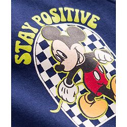 Babyhug Disney 100% Cotton Knit Half Sleeves T-Shirt With Front & Back Mickey Mouse Graphic - Navy Blue