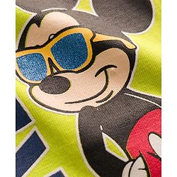 Babyhug Disney 100% Cotton Knit Half Sleeves T-Shirt With Mickey Mouse Graphic - Limegreen